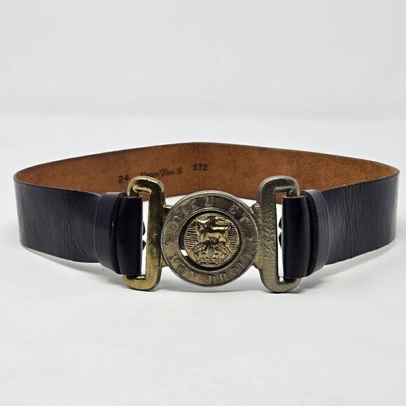 VINTAGE ROGER VAN S BRITISH MILITARY DIEU ET MON DROIT WOMENS BELT 1.6" WIDE 24" - Picture 1 of 7